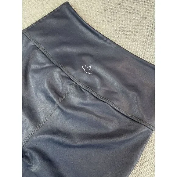 Beyond Yoga Leggings Womens (S) Navy Blue Leatherette High Waisted Midi - Picture 1 of 9